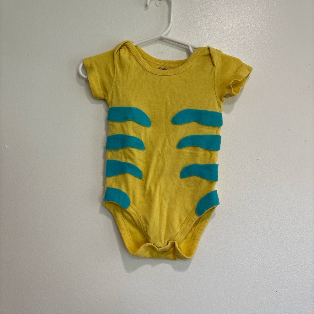 Little Mermaid flounder onesie 3-6 months yellow and blue Disney